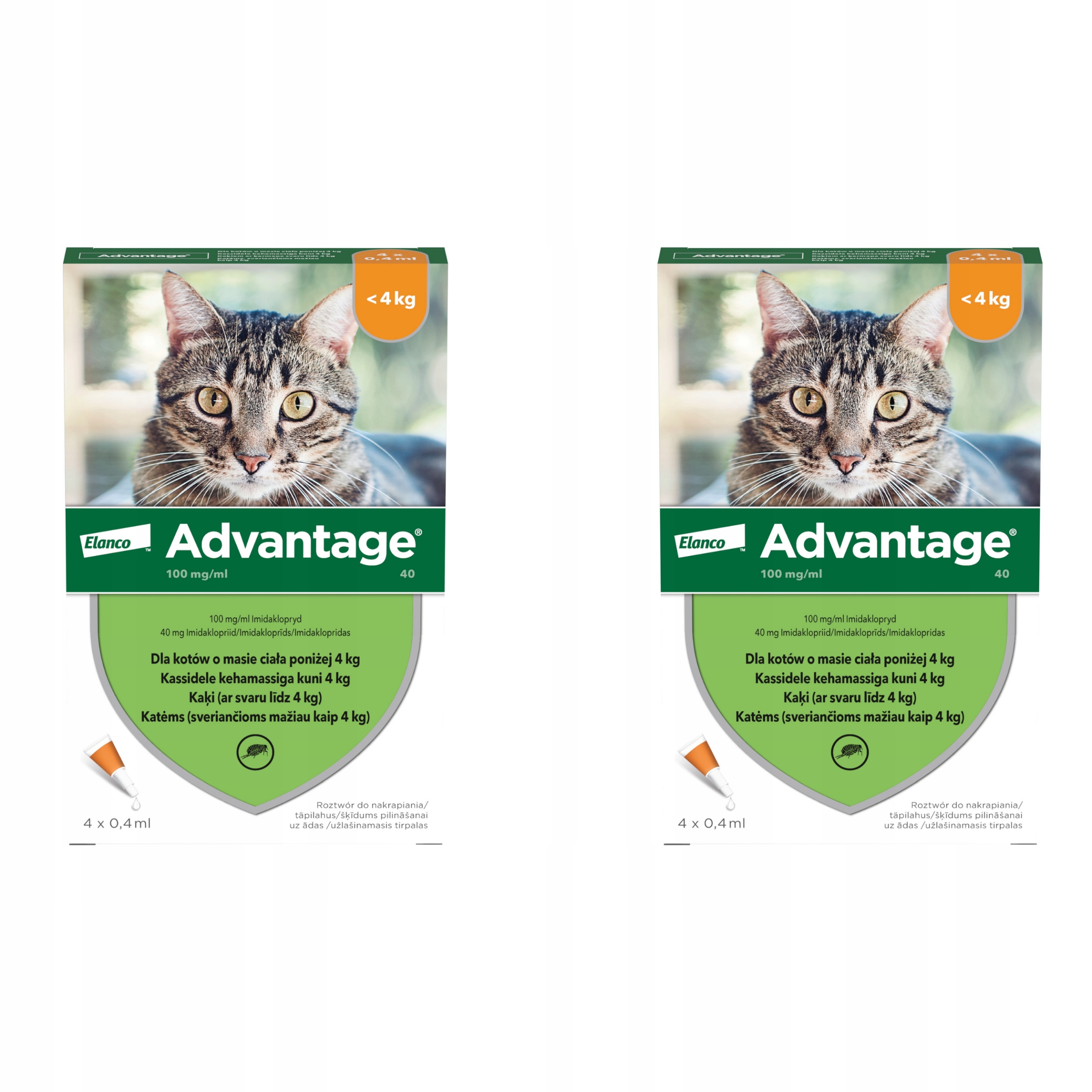 Elanco advantage dla kota 0,4 ml (do 4 kg) 2 sztuki