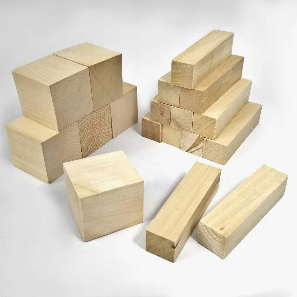 Sada 18ks lipové kostky řezbářské dřevo Beaver Craft