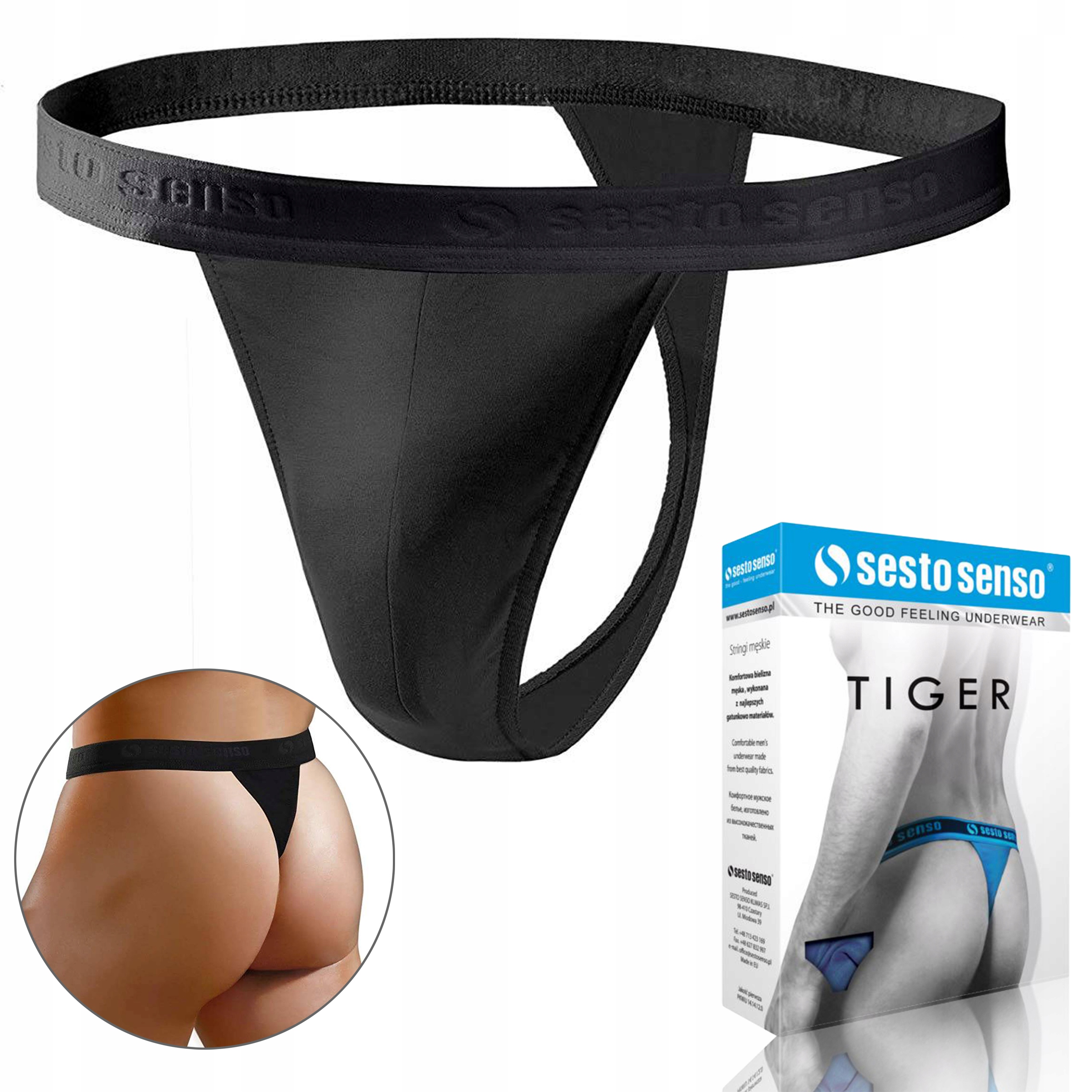 

Stringi męskie Sesto Senso Tiger, czarne, M