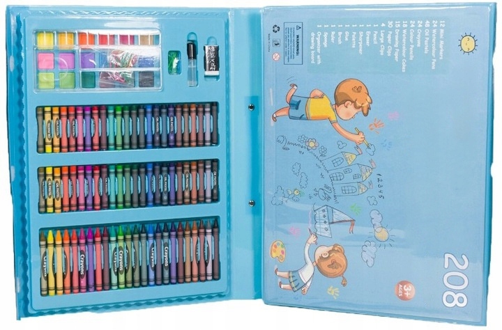 KREDKI FARBY MAZAKI WALIZKA DO MALOWANIA 208 elem Bohater brak