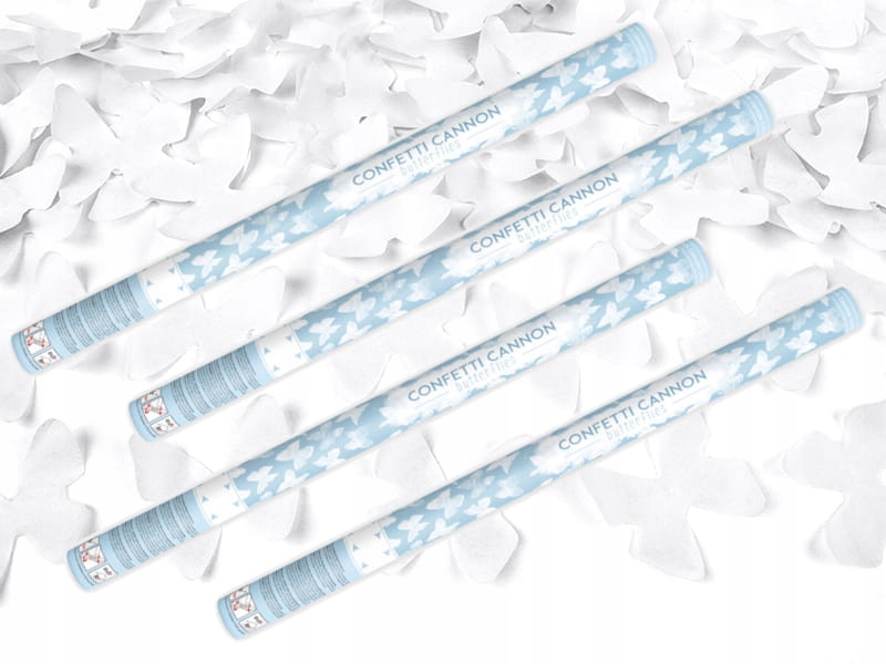 TUBY STRZELAJĄCE KONFETTI BIAŁE MOTYLKI WYSTRZAŁOWE WYRZUTNIA NA ŚLUB 80cm
