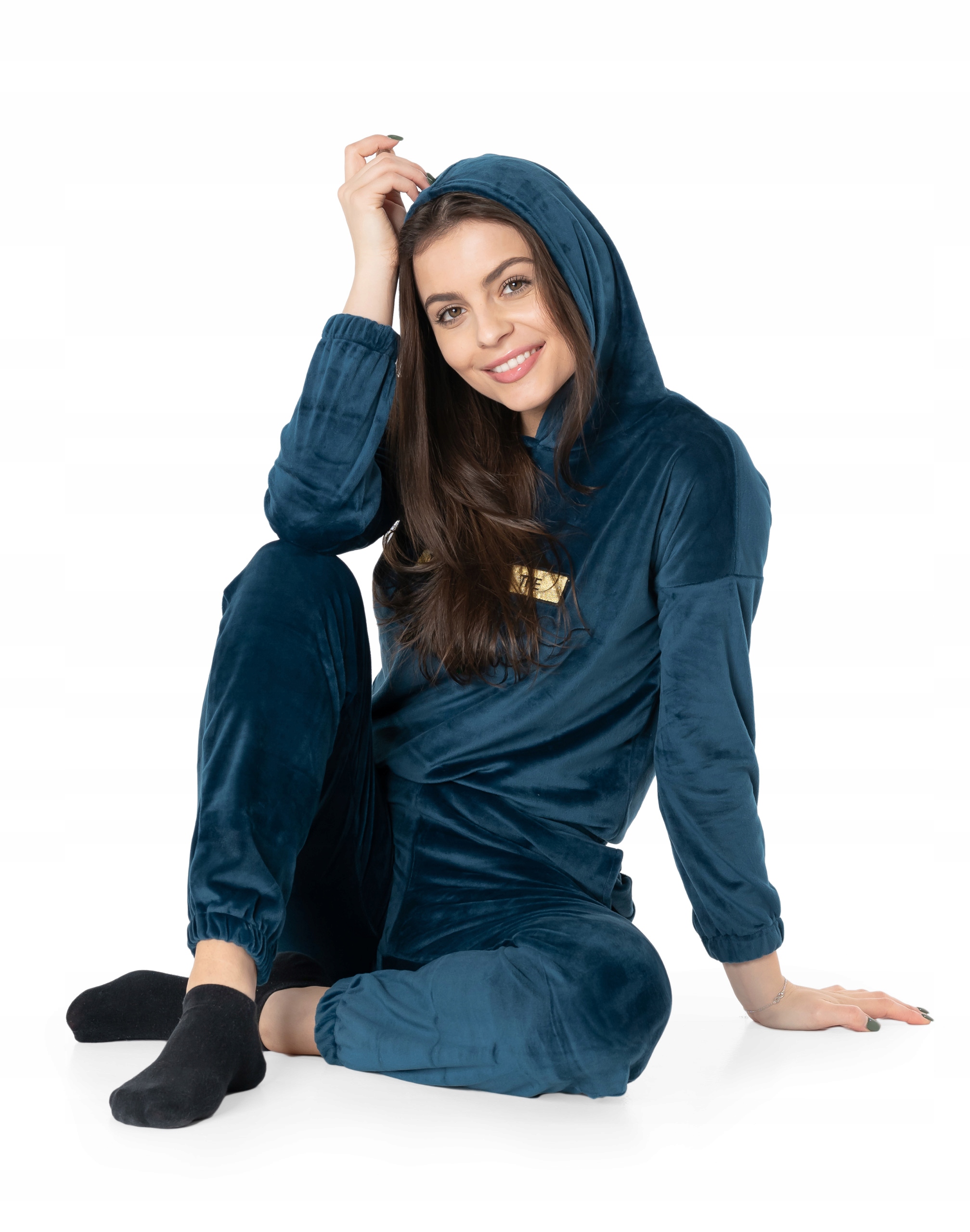 

Dres Damski z Welur Komplet Spodnie Bluza 3707-3 M