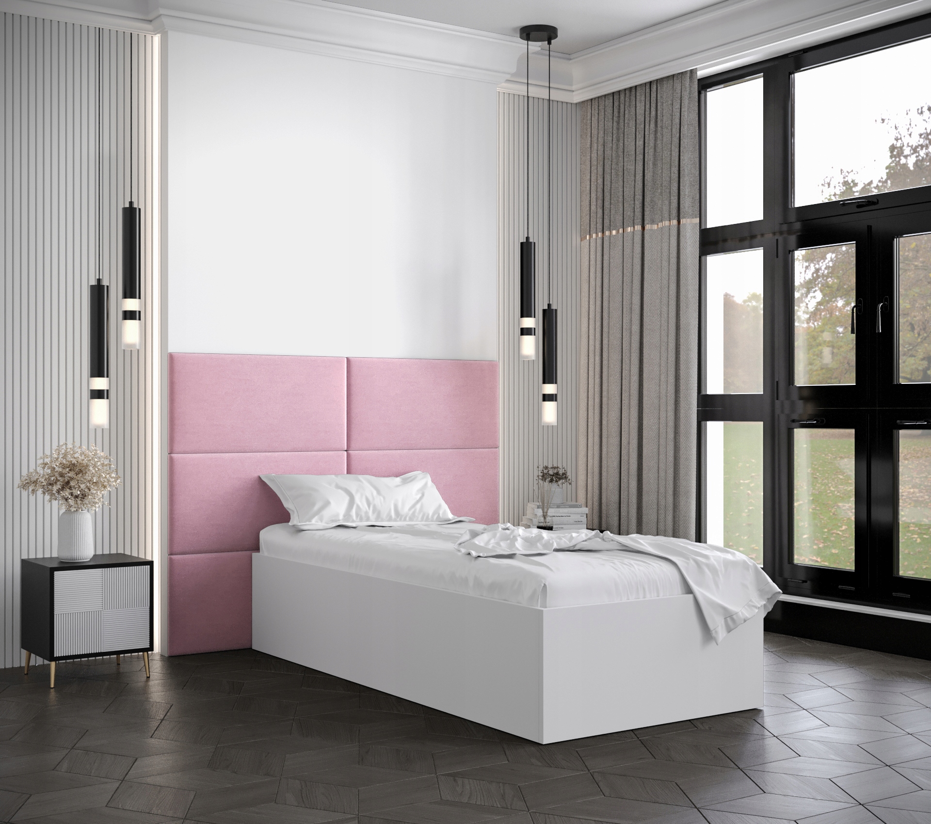 Łóżko do sypialni zagłówek BELLA 2 90x200 biały Marka Abiks Meble