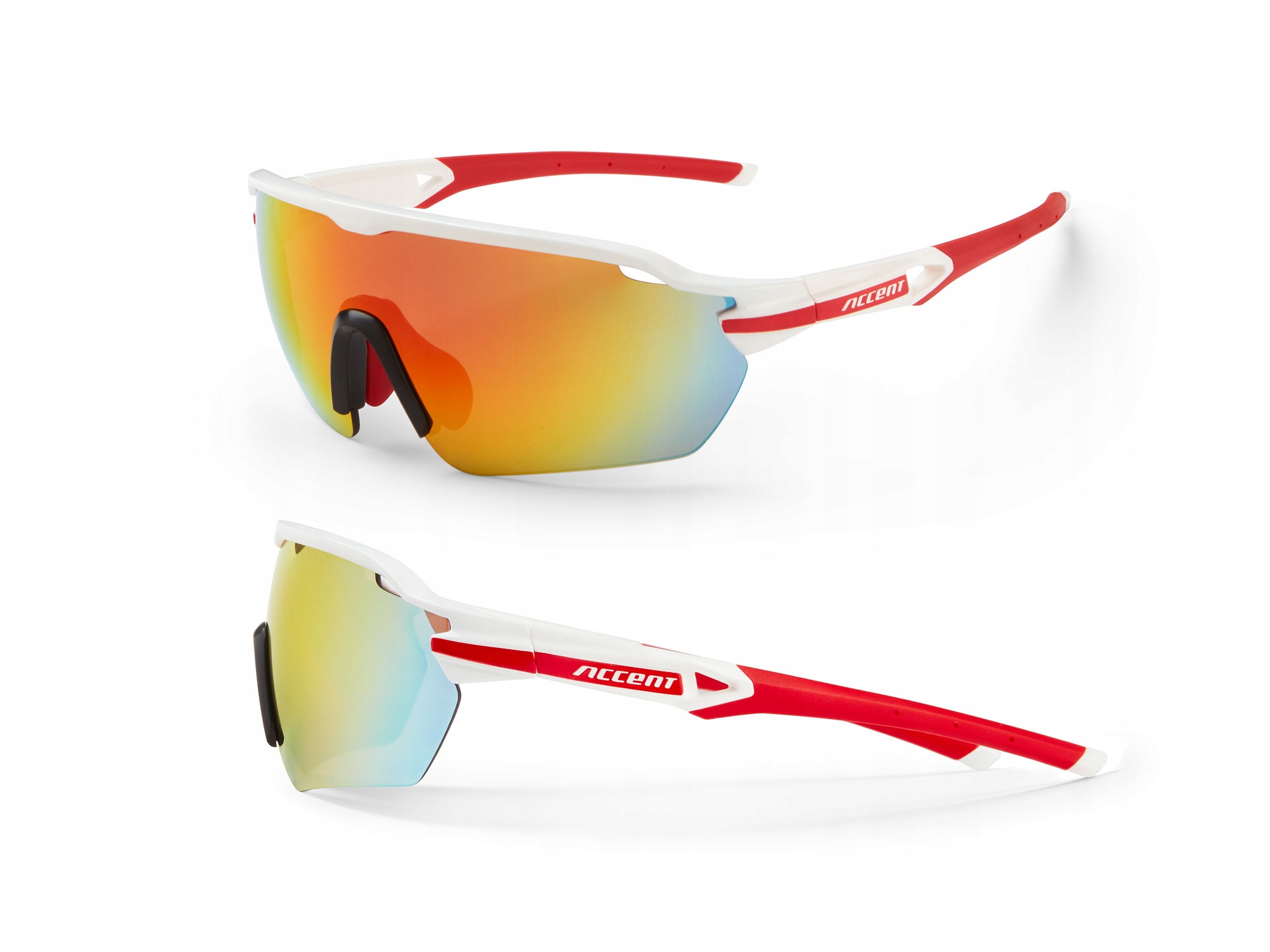 Accent Okulary rowerowe Reflex biało-czerwone