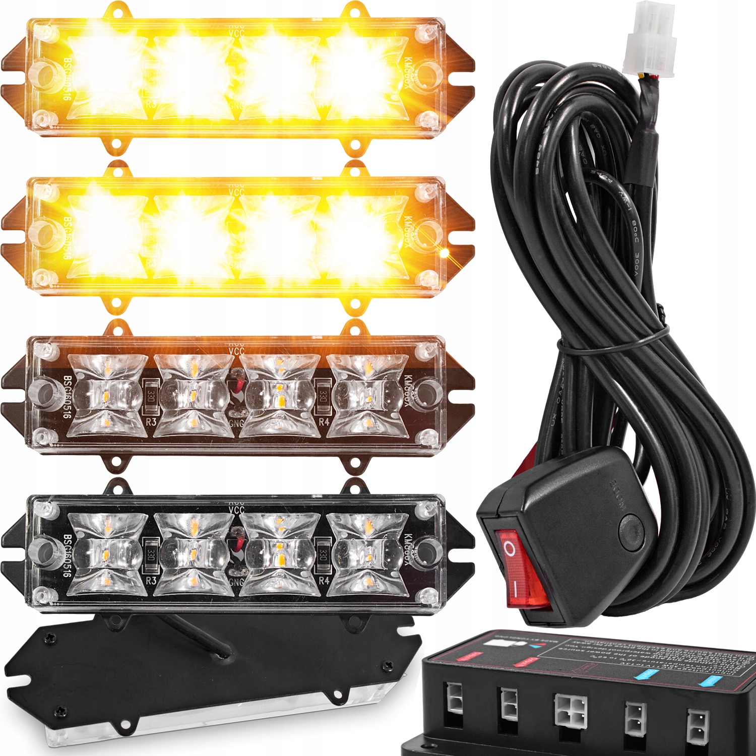 4x LAMPY OSTRZEGAWCZE STROBOSKOP POMOC LAWETA LED MOCNE STROBOSKOPY