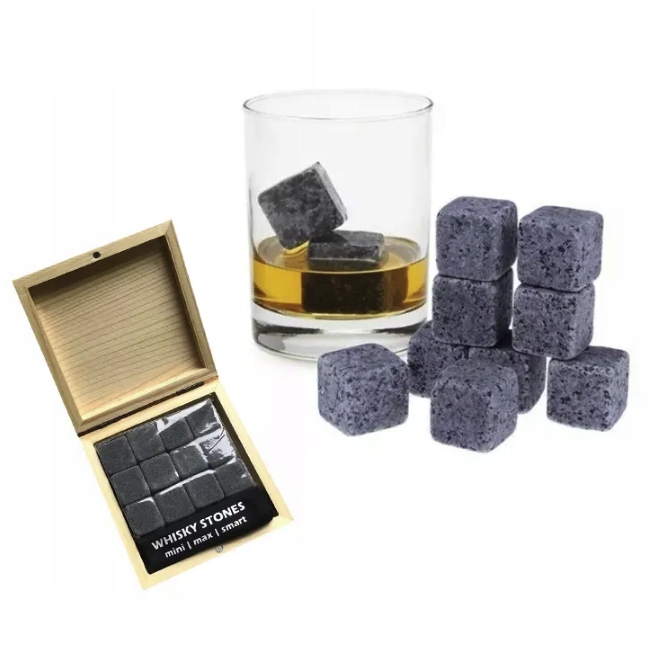 KAMIENIE LODOWE KOSTKI DO WHISKY STONES WHISKEY 12szt