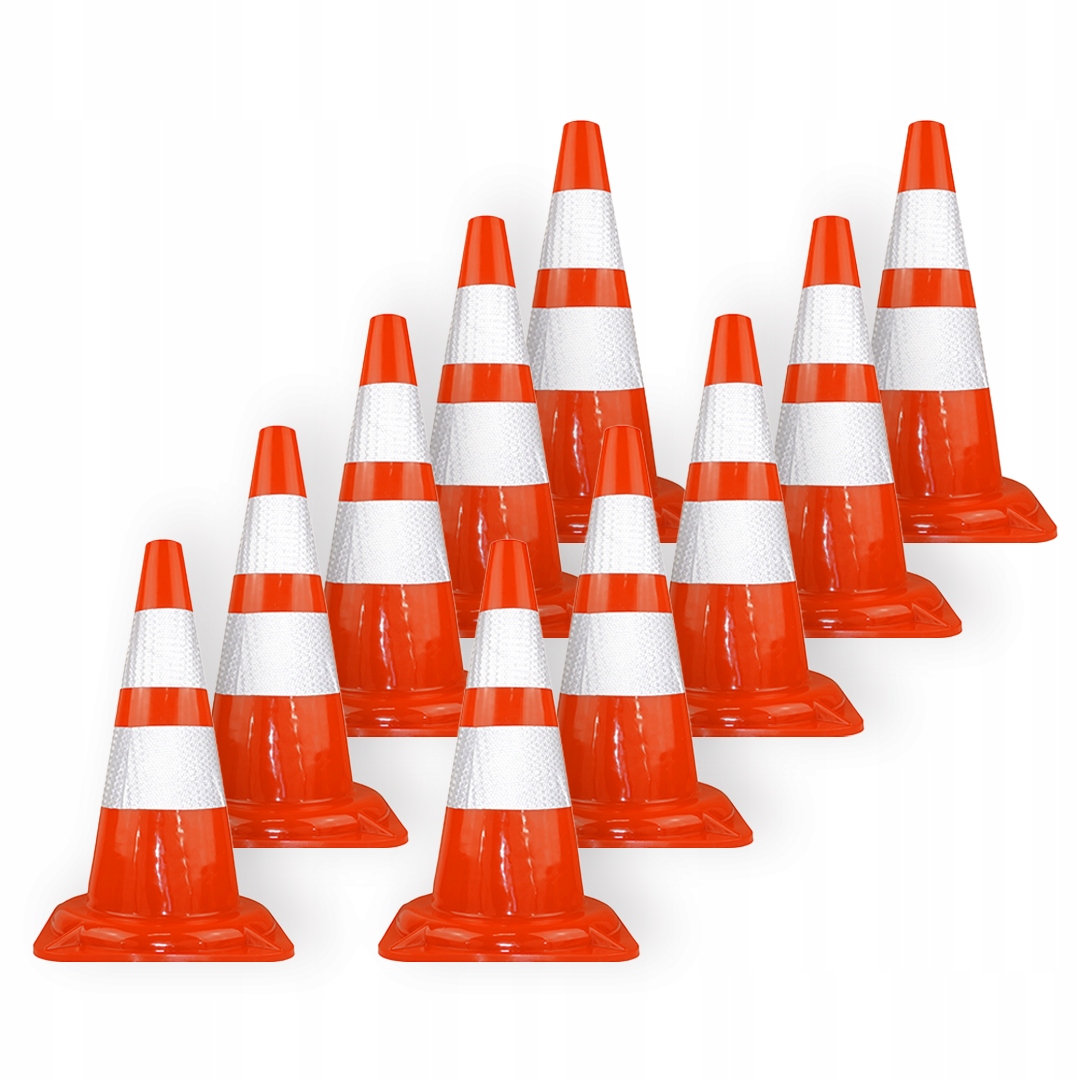Silniční kužely měkký sloupek Odblask 50 cm výstražné červeno-bílé 10x