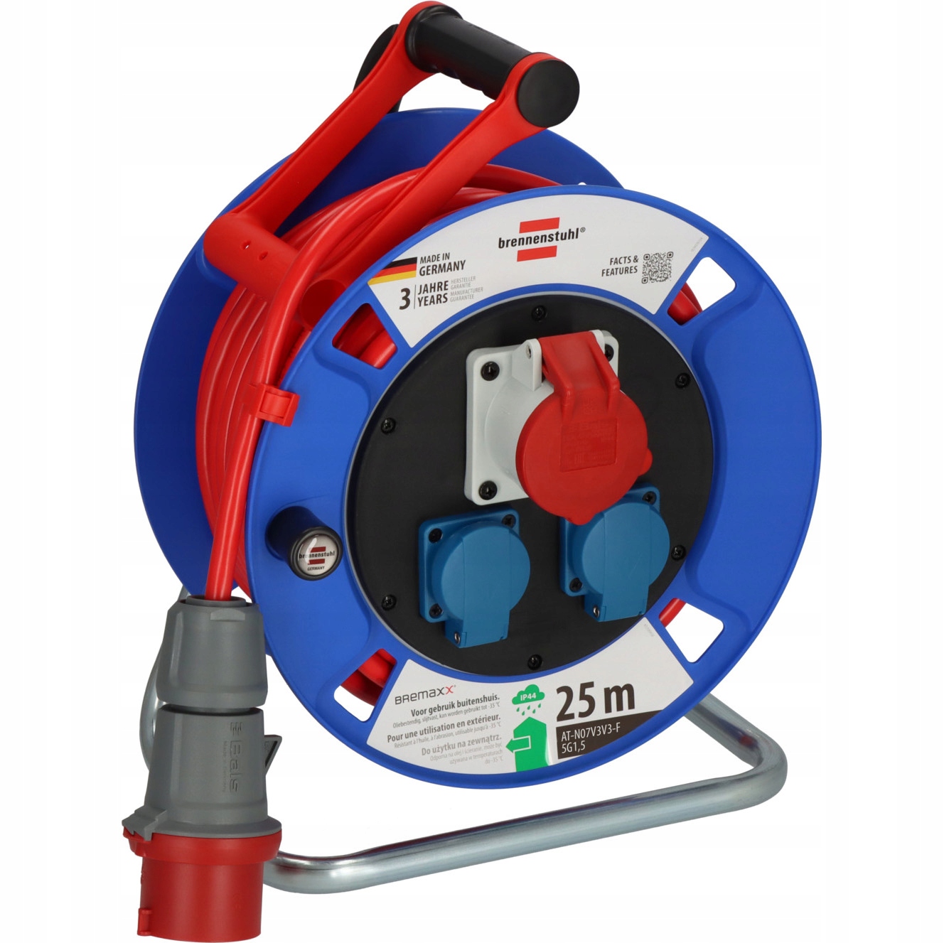 Brennenstuhl Garant CEE1 IP44 Przedłużacz Bębnowy 400V Siłowy 230V 25M