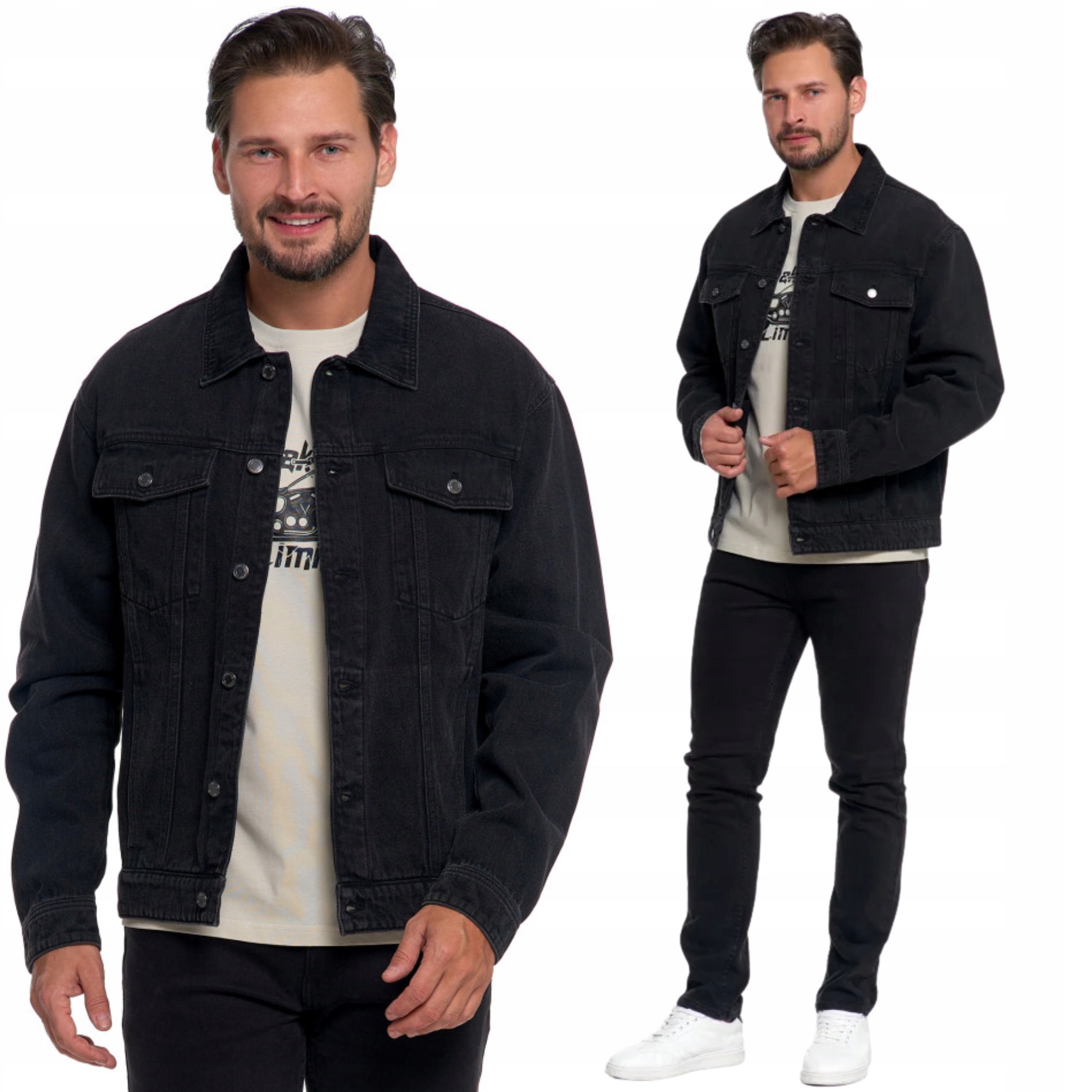 Pánská džínová bunda s knoflíky Klasická Katana Jaro Podzim Moraj XXL