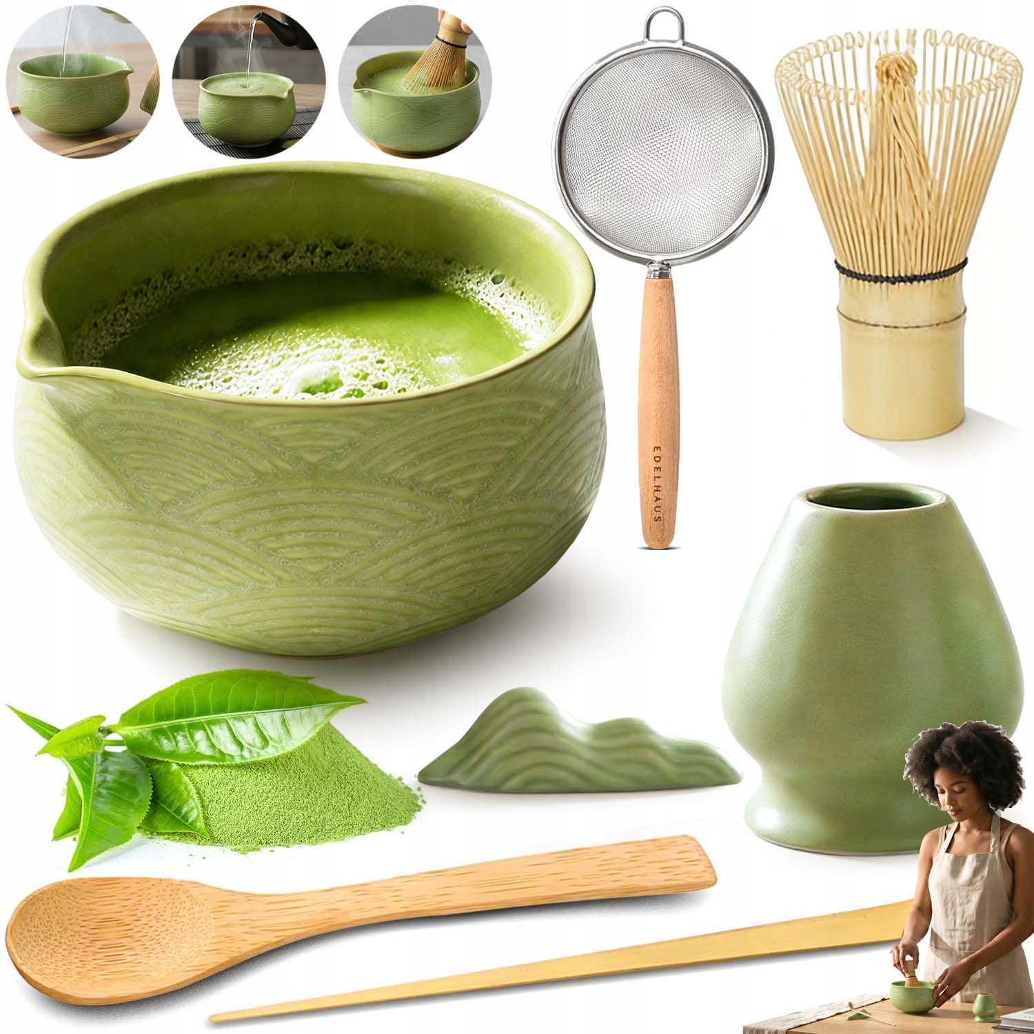 Chashaku Bambusowy Zestaw Prezentowy Do Herbaty Matchy Trzepaczka Łyżka