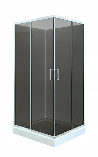 KABINA PRYSZNICOWA PROSTOKĄTNA 100x80 Chrom + BRODZIK+ syfon SZKŁO DYMIONE