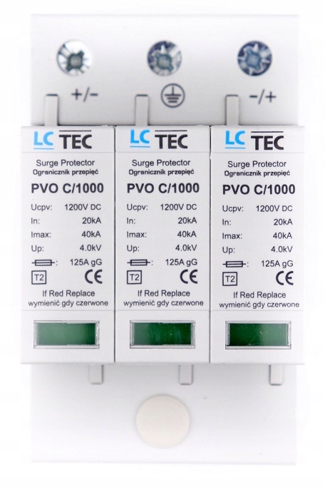 Přepěťová Ochrana Typu 2, 3P DC 1000V Pro Fotovoltaiku