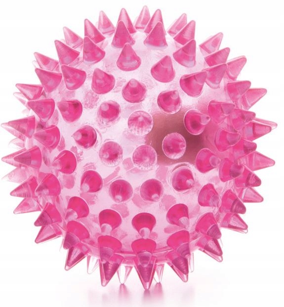 

Piłka migocząca z kolcami Led różowa 5,5 cm.