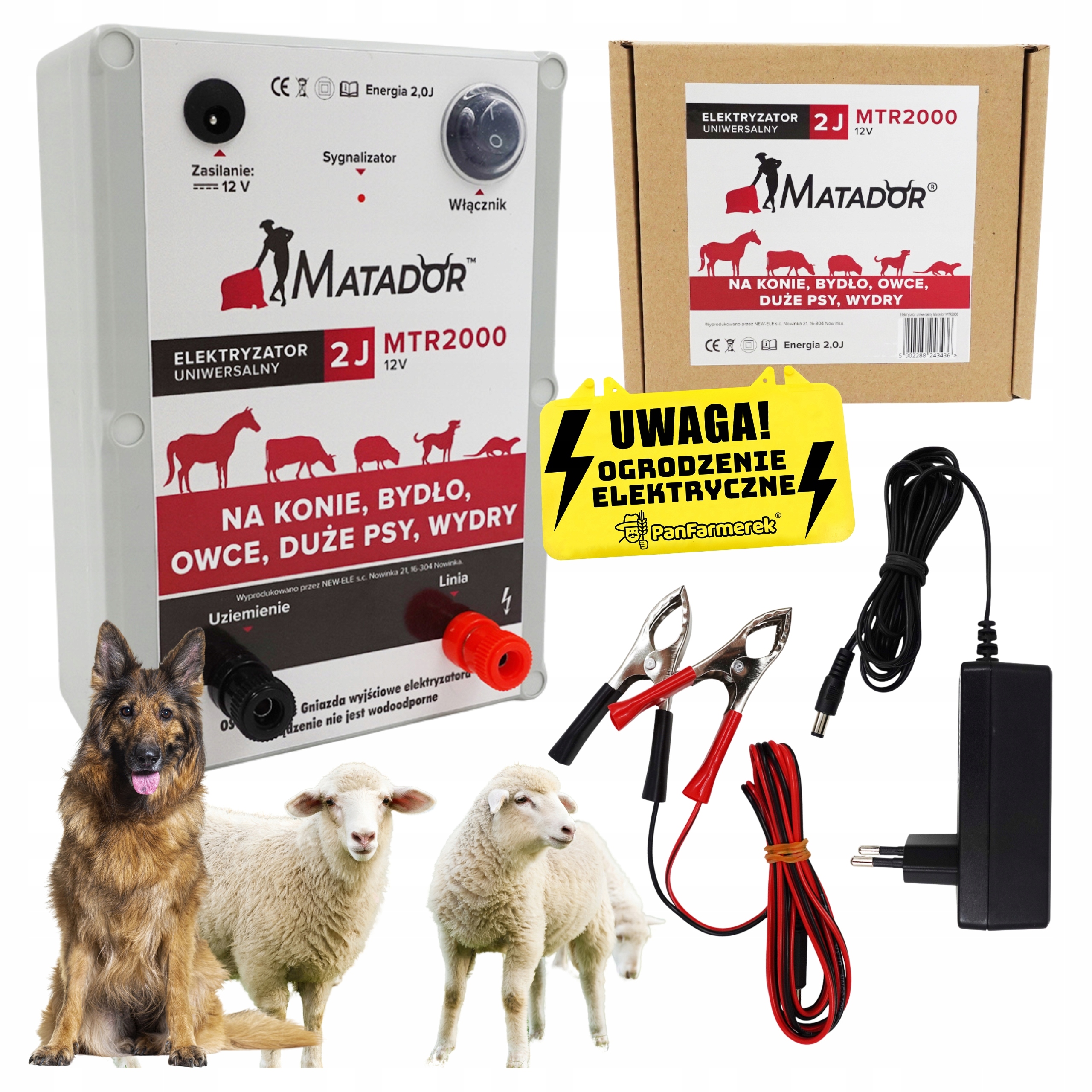 Elektryzator Uniwersalny 2J Pastuch Elektryczny Konie Bydło Duże Psy Wydry