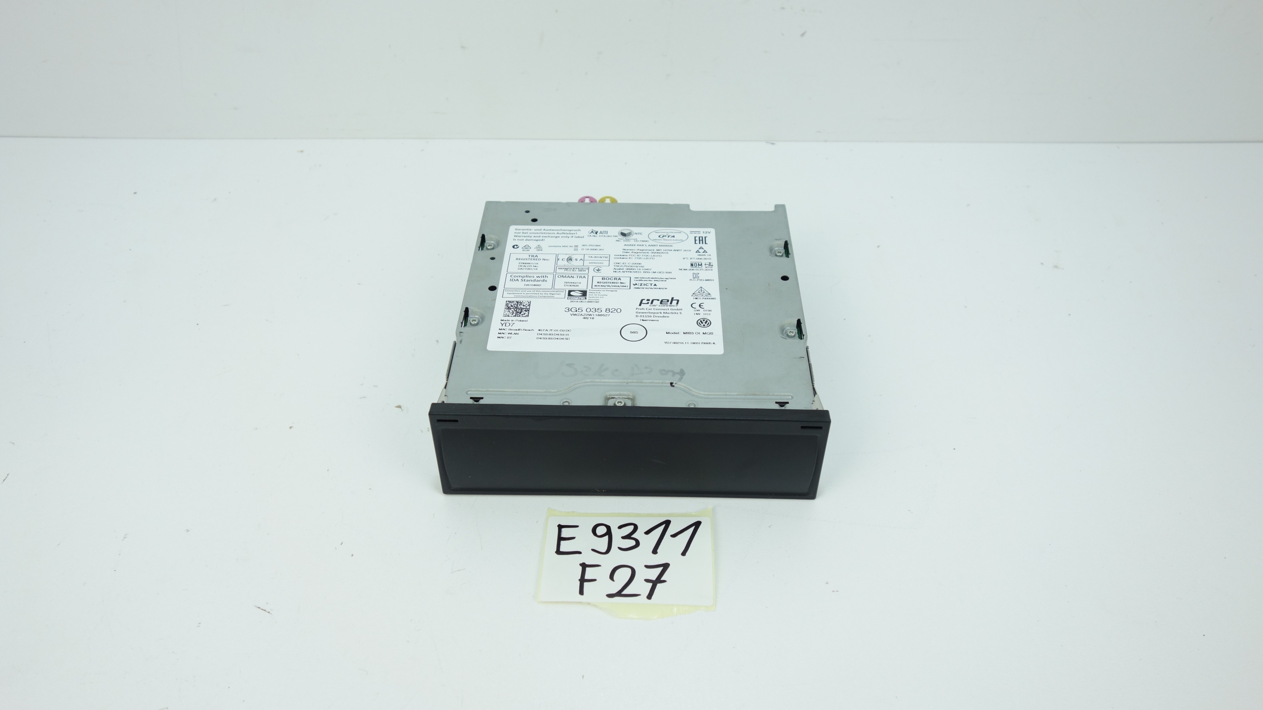 VOLKSWAGEN CZYTNIK JEDNOSTKA MODUŁ NAWIGACJI MIB3 3G5035820