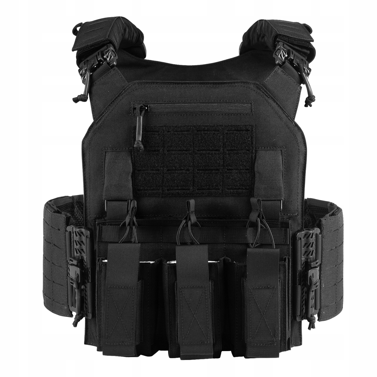 Kamizelka Taktyczna Plate Carrier Molle Z Systemem Szybkiego Zrzutu, Czarna, Z Ładownicami