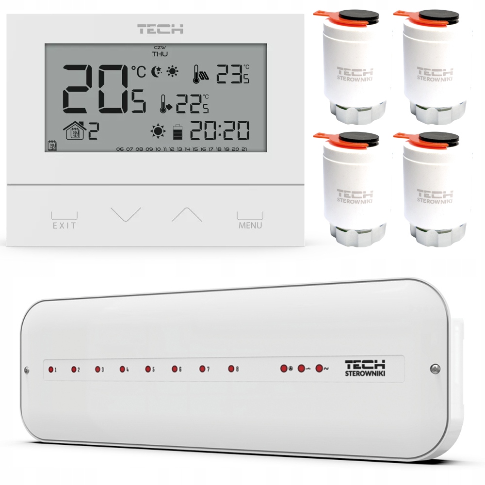 Sada Podlahového Vytápění Tech Lišta L-5 Ovladač ST-292 v3 Pohony