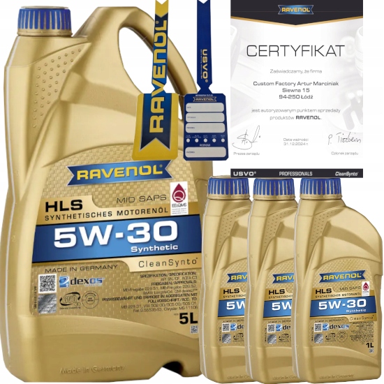 RAVENOL HLS 5W30 8L BMW LL-04 MB 229.52 GM DEXOS2 + ZAWIESZKA