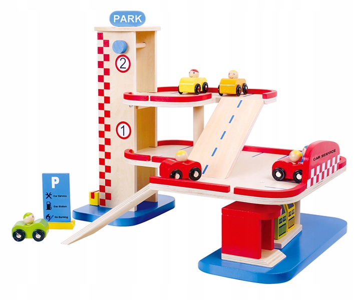 

Garaż Z 6 Autami Drewniany Warsztat Tooky Toy