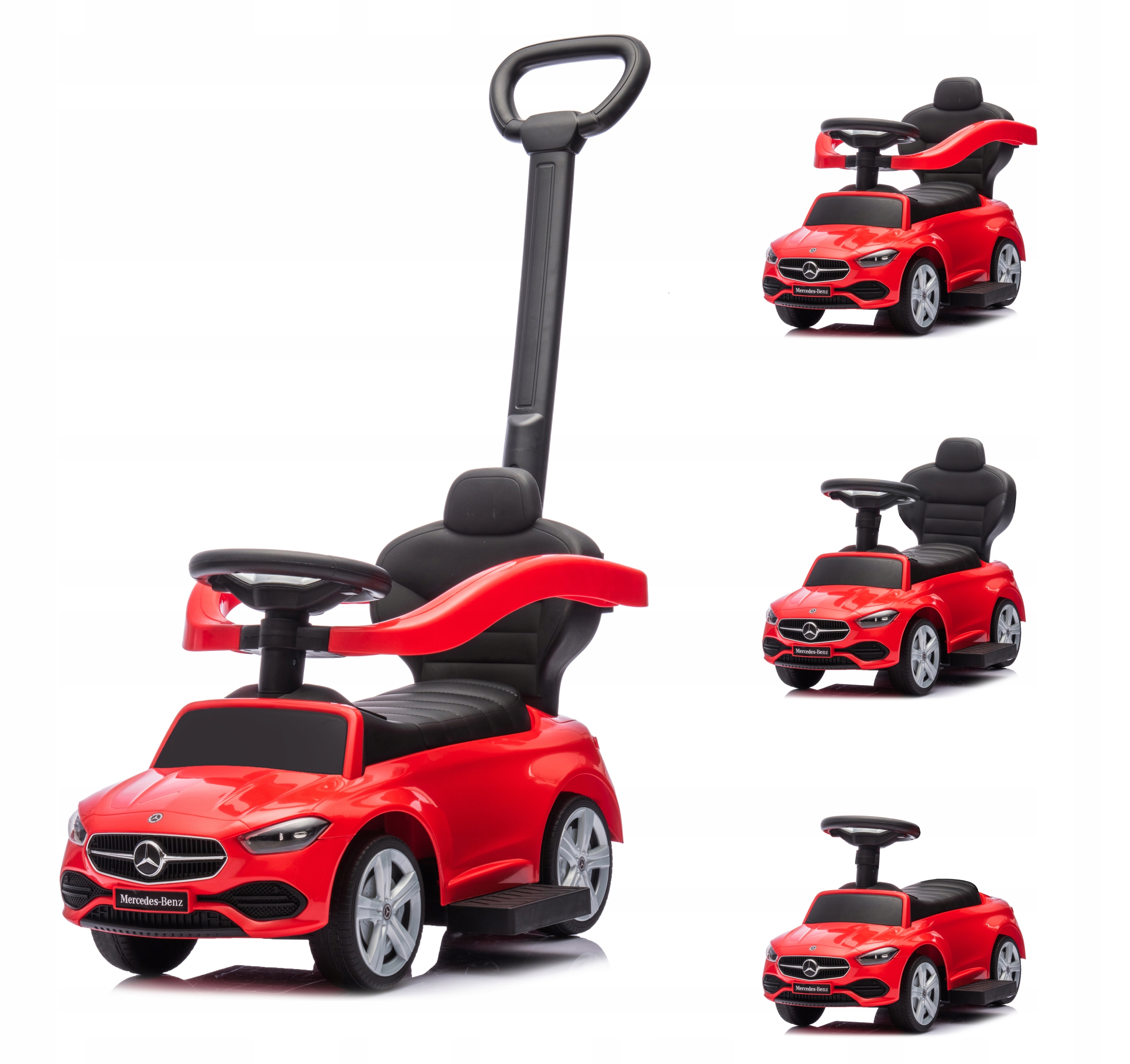 Jeździk Sportowy Mercedes Sterowany 4W1 Koła Nierysujące Podłogi Skóra