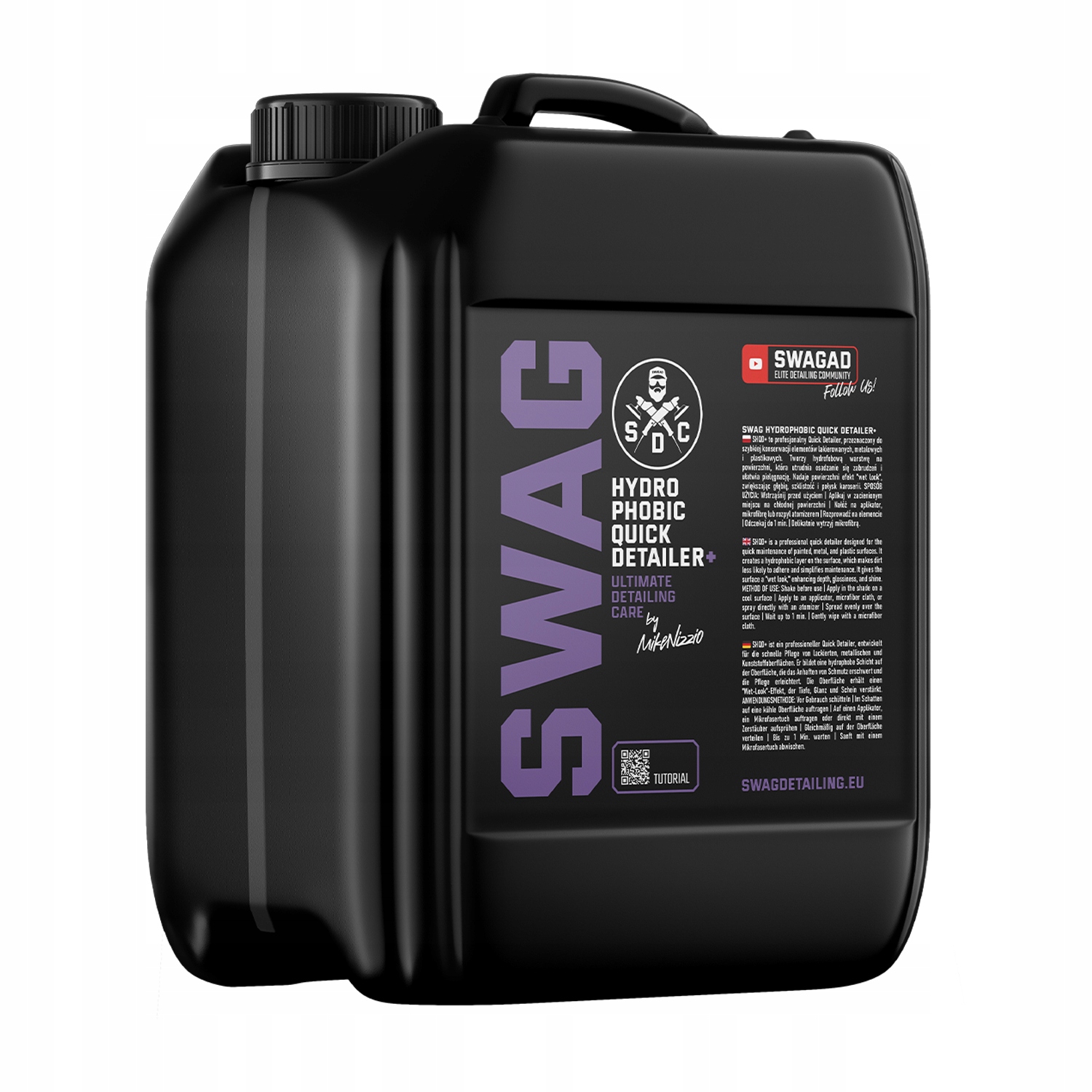Swag Hydrophobic Quick Detailer+ 5L zvyšuje hĺbku sklovitosti a lesku