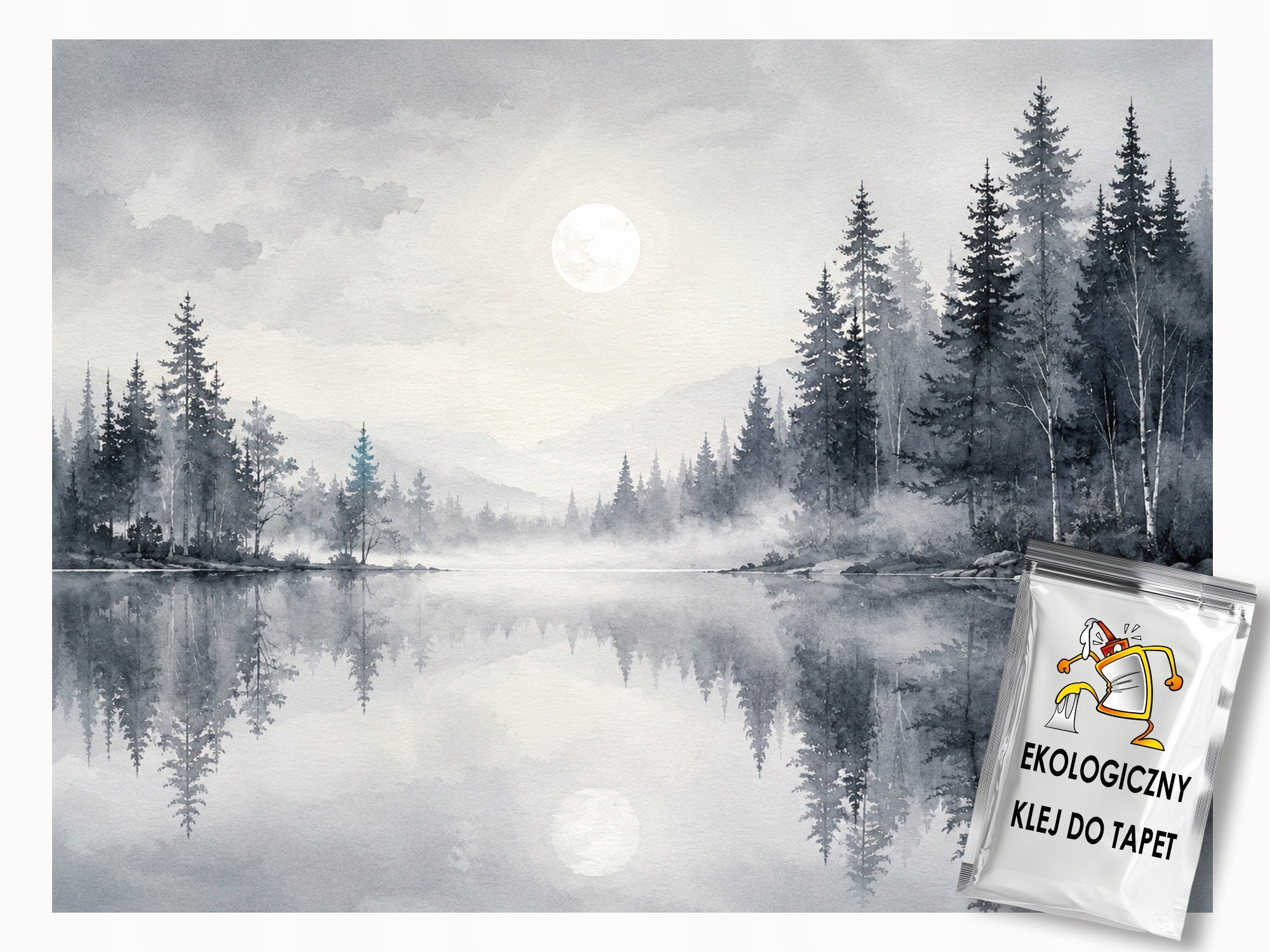 Fototapeta Flizelina Krajina Noc Večer Jezero Měsíc Mlha 416x254 130g