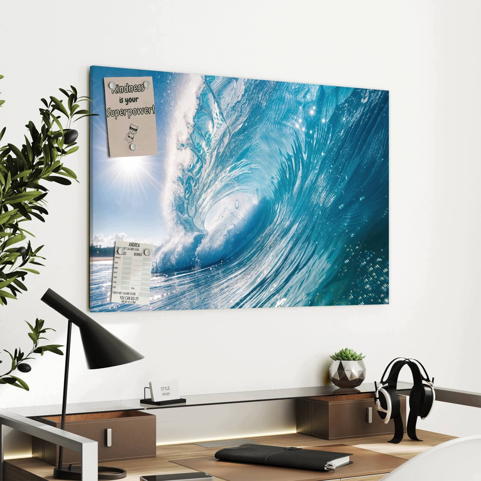 Magnetická tabule Ogromne Vlna Pláž 90 × 60 cm