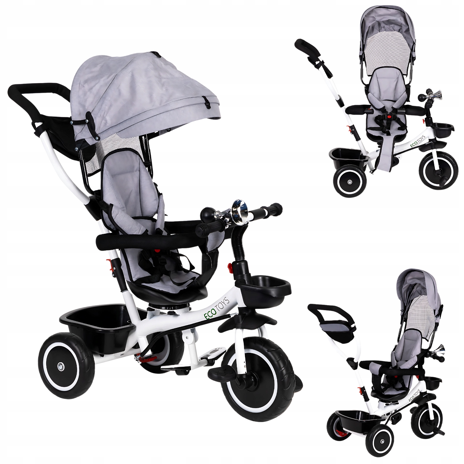 Rower trójkołowy Ecotoys gray szary