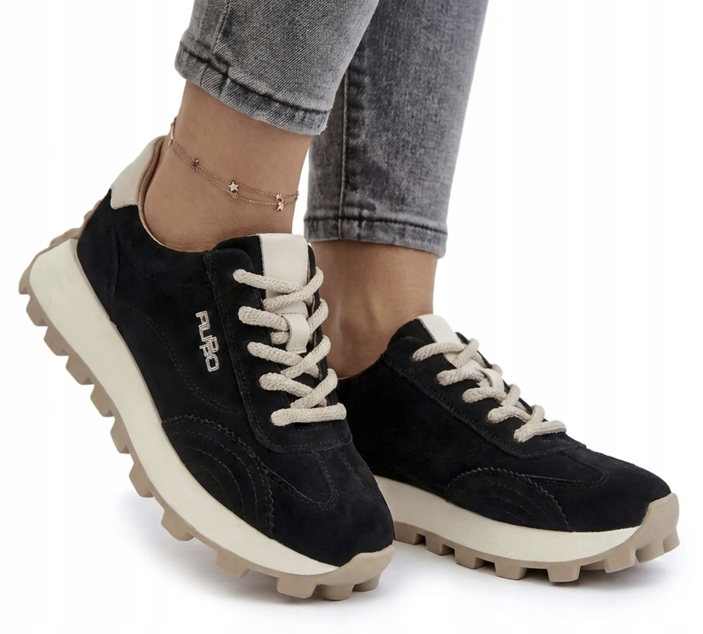 Sneakersy Damskie Skórzane Filippo DP7498 Czarne Buty Półbuty 37