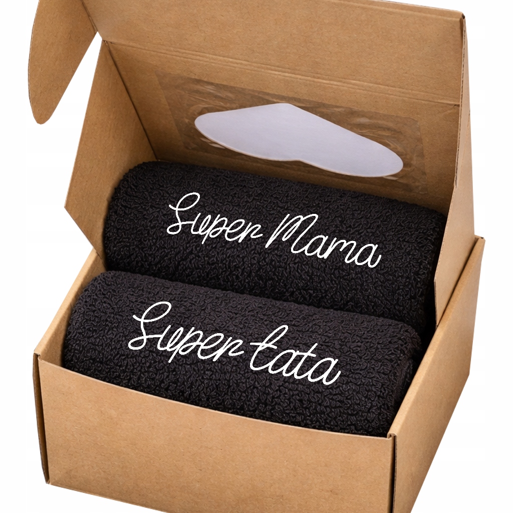 Sada ručníků 50x100 Výšivka pro rodiče Dárek maminka & táta Černá