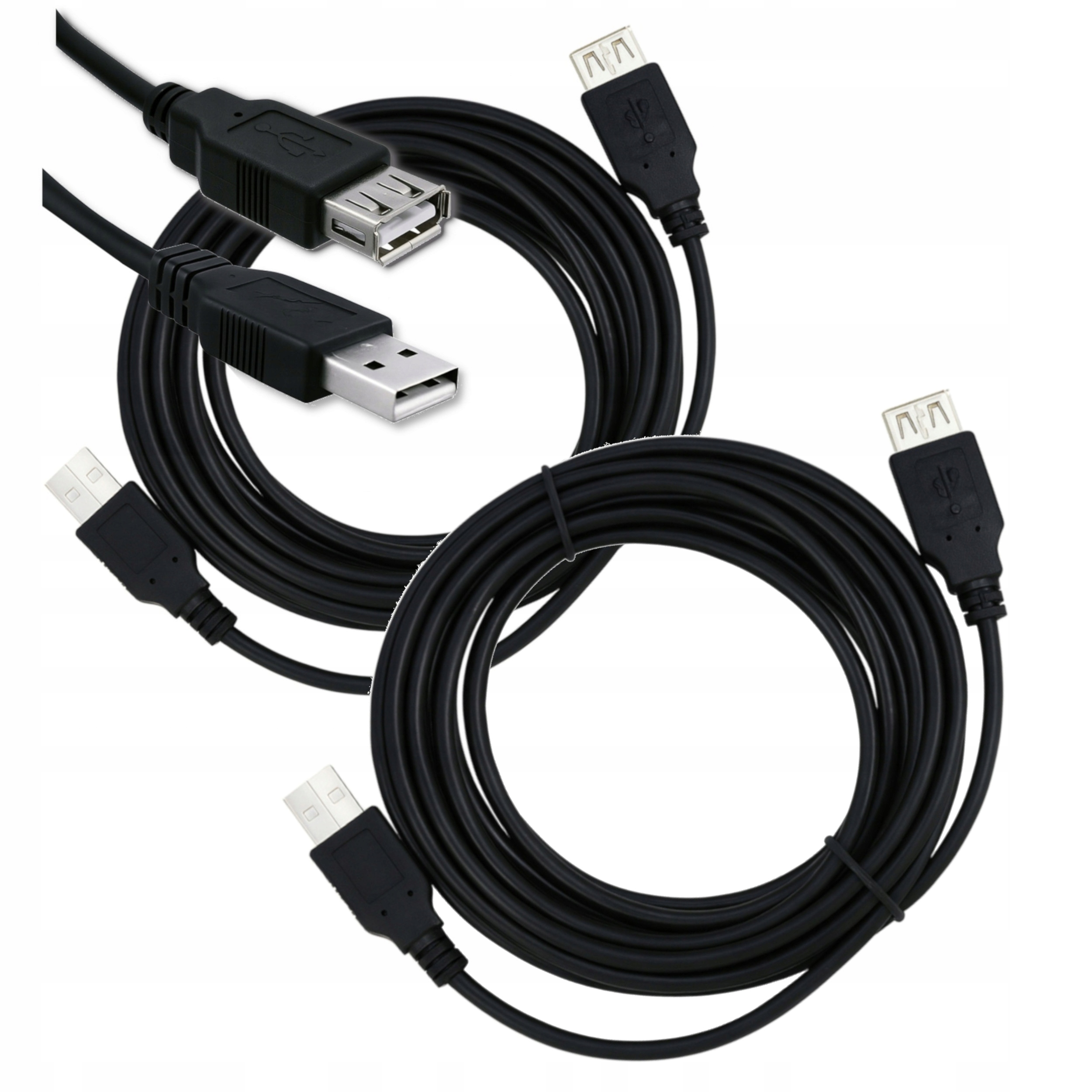 2x Przedłużacz 5m Usb A 2.0 Kabla Portu męski żeński Przewód Przedłużka