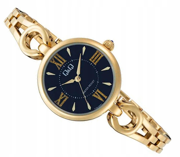 Dámské Bižuterní Zlaté Hodinky Q&q F10A-004P 30 mm Třpytící Se Číslice