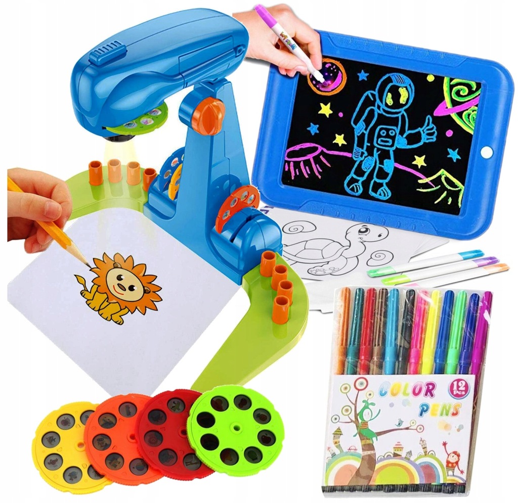 PROJEKTOR RZUTNIK DO RYSOWANIA 32 SLAJDY + TABLET + GRATIS | PREZENT ŚWIĘTA Kod producenta PROJEKTOR RZUTNIK  32 slajdy / czerwony table