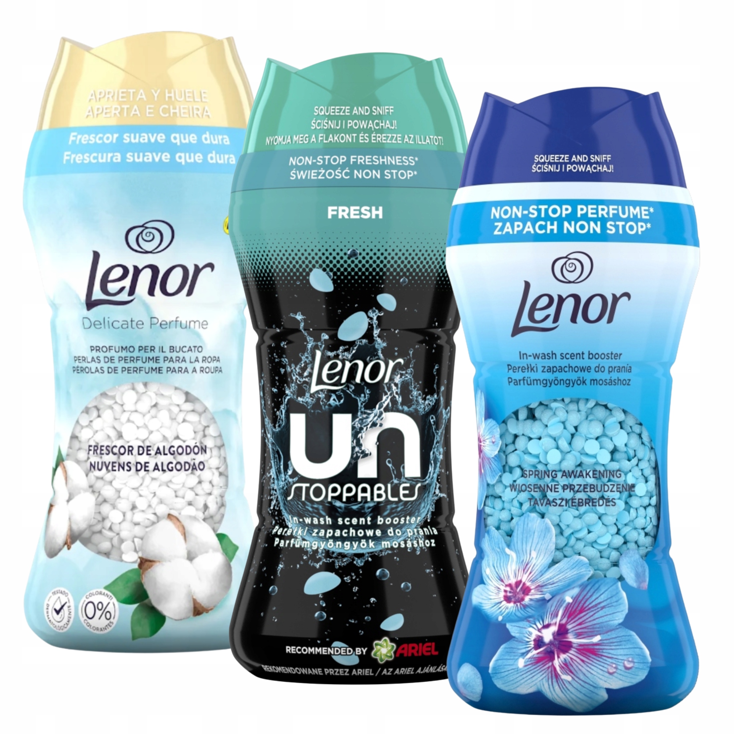 3x Vonné perličky Parfém Do Prádla Lenor Květinové granule MIX 195 g
