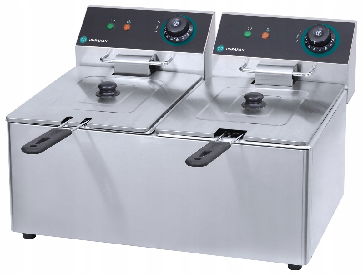 Profesionální fritéza 2x4l 4 kW 60°C-200°C Hurakan HKN-FD44N