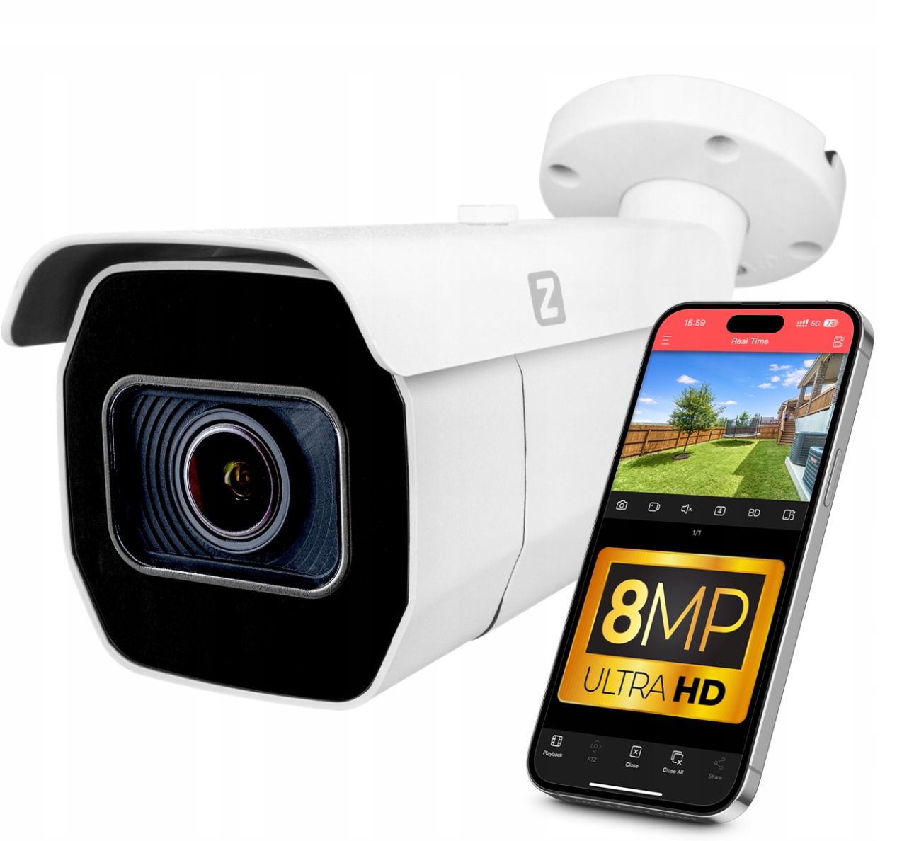 Ip kamera PoE 4K Venkovní 8MPx 60m Ir slot pro kartu Sd Zoom Optický x5