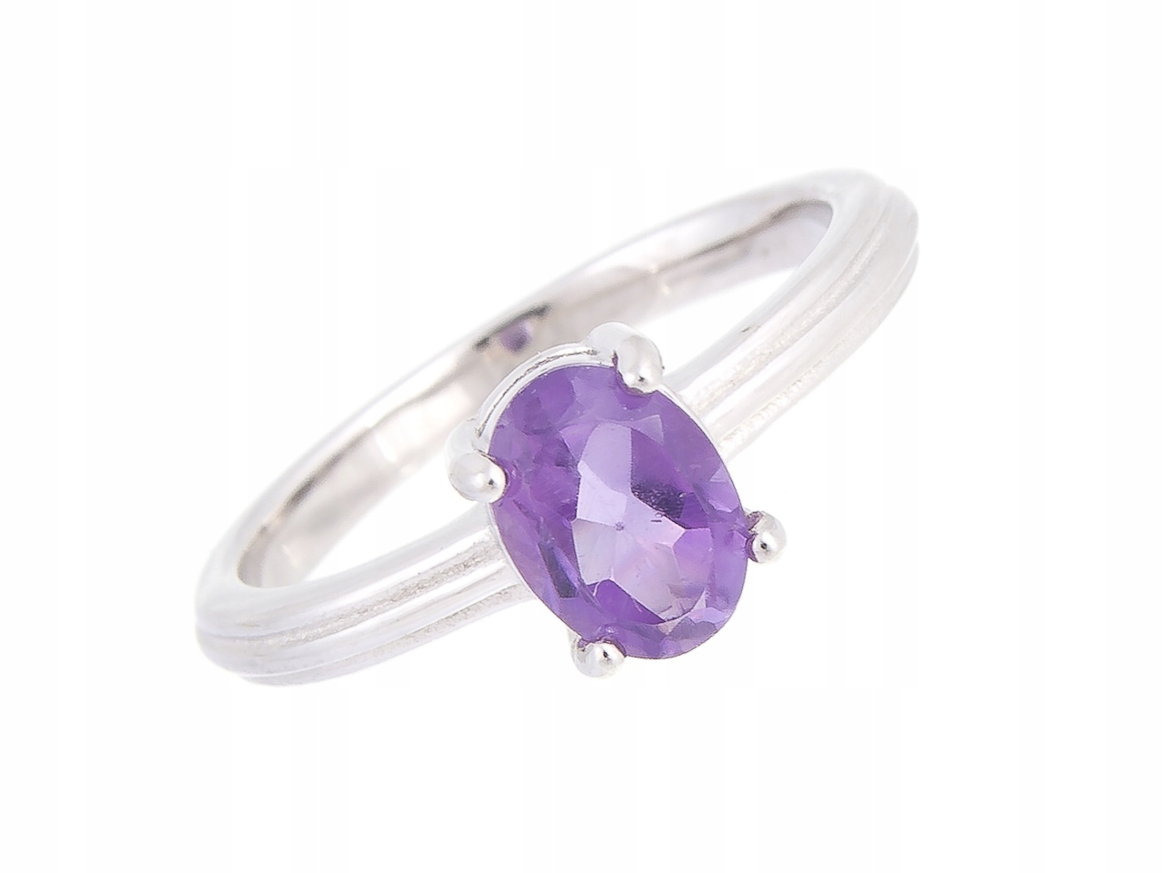 Stříbrný Prstýnek Prsten VEL.9 Přírodní Ametyst
