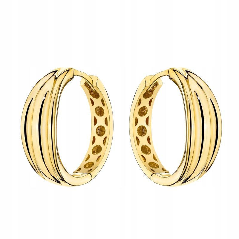 Zlaté Náušnice Dámské anglické pr. 585 Kolečka s drážkováním 14k