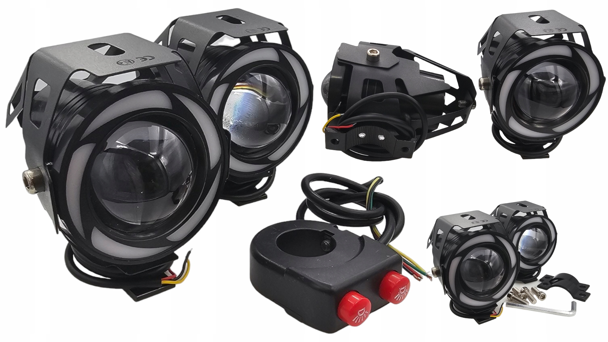 Halogeny Led Motocyklové Quad Ring Lampy Reflektory Stroboskop Multicolor