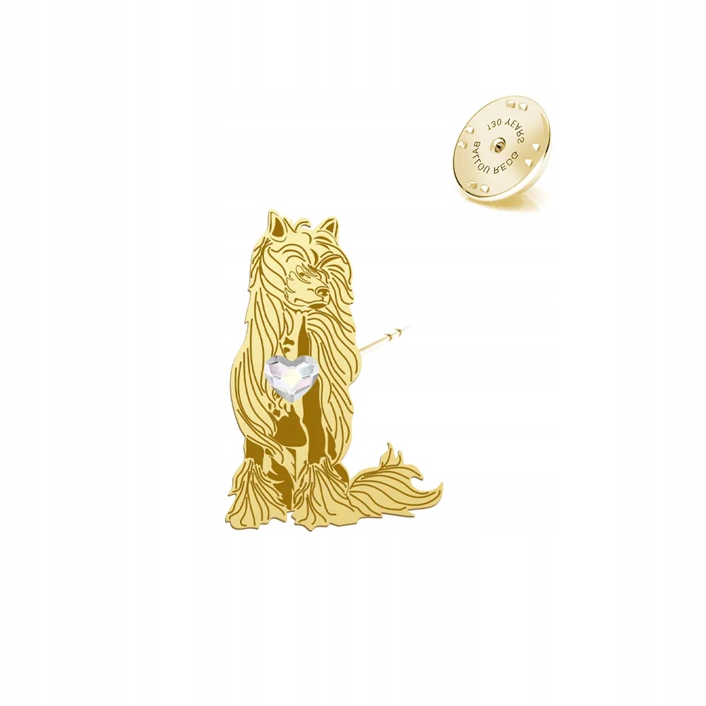 Odznak Pin Zlota se psem Hříbátko čínské Nahé 925 Dárek Dedikace Bonus