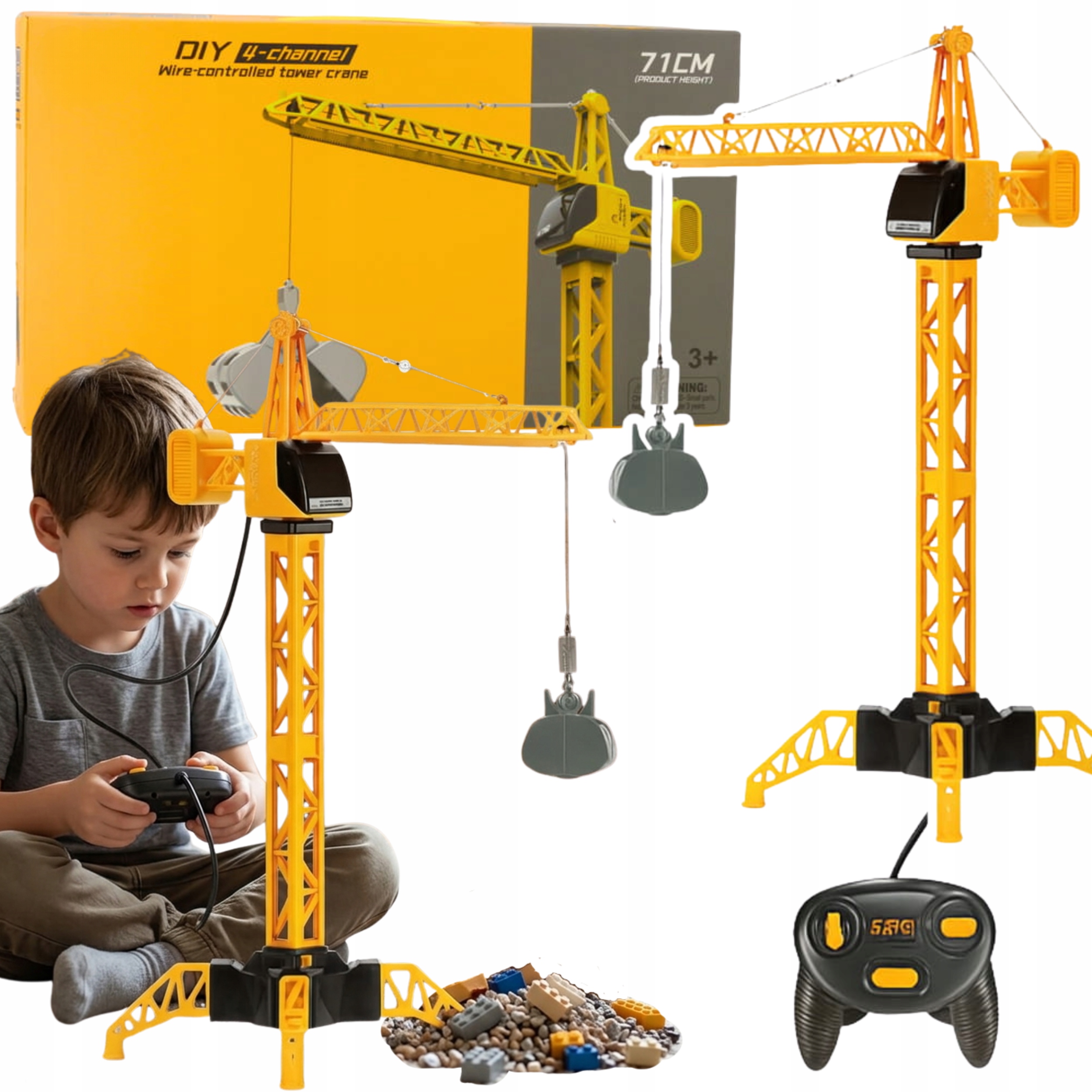 DŹWIG BUDOWLANY ŻURAW GIGANT ZDALNIE STEROWANY RC ZABAWKA 71 CM ZABAWKA