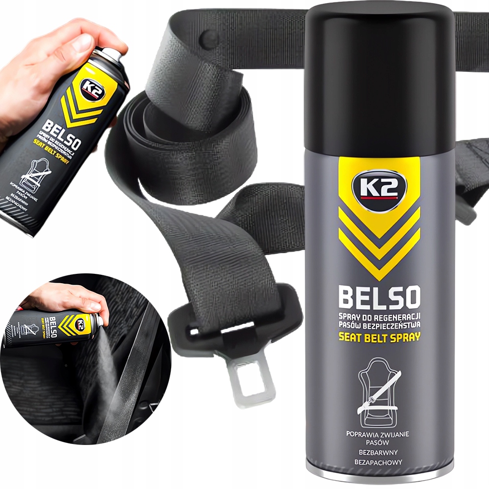 K2 Belso Spray Do Regeneracji Pasów Bezpieczeństwa zmniejsza tarcie 400ml