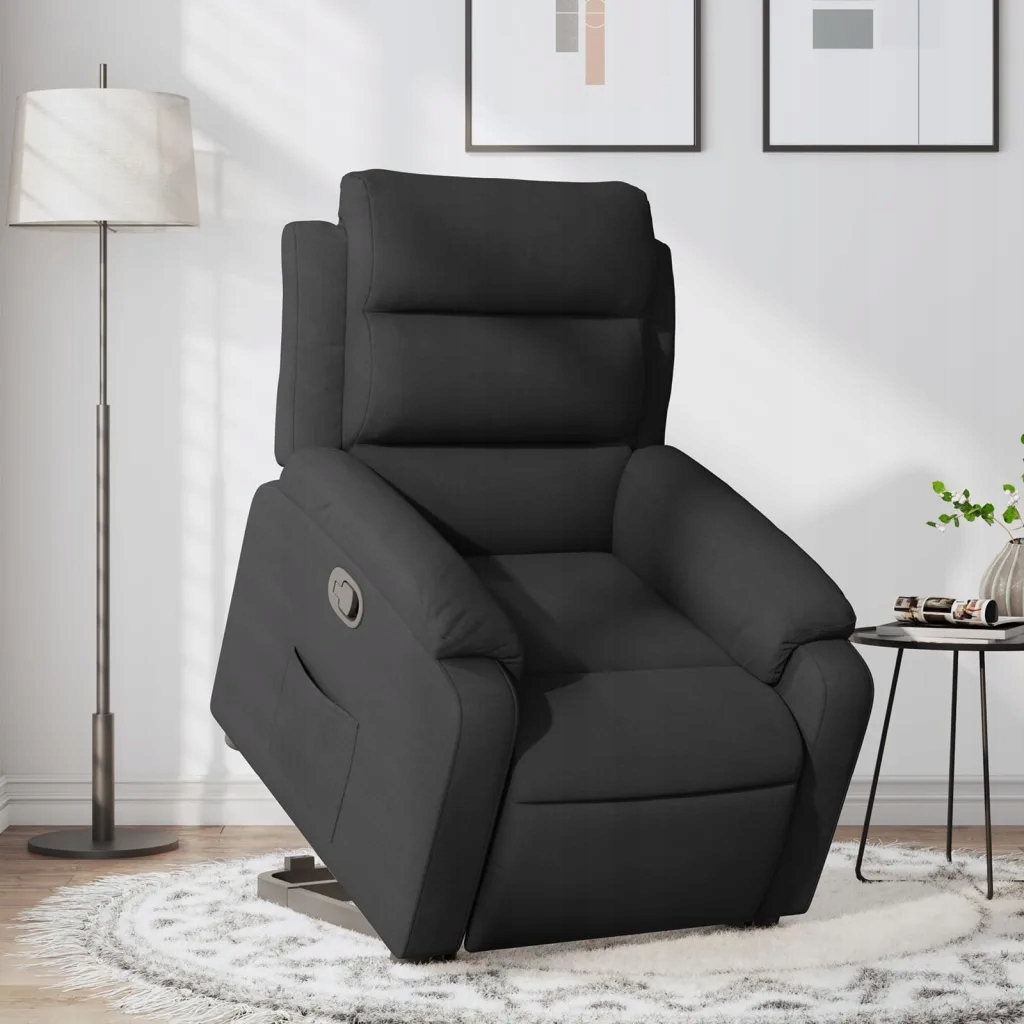 Zvedací polohovací křeslo černé textil Černý 3204982