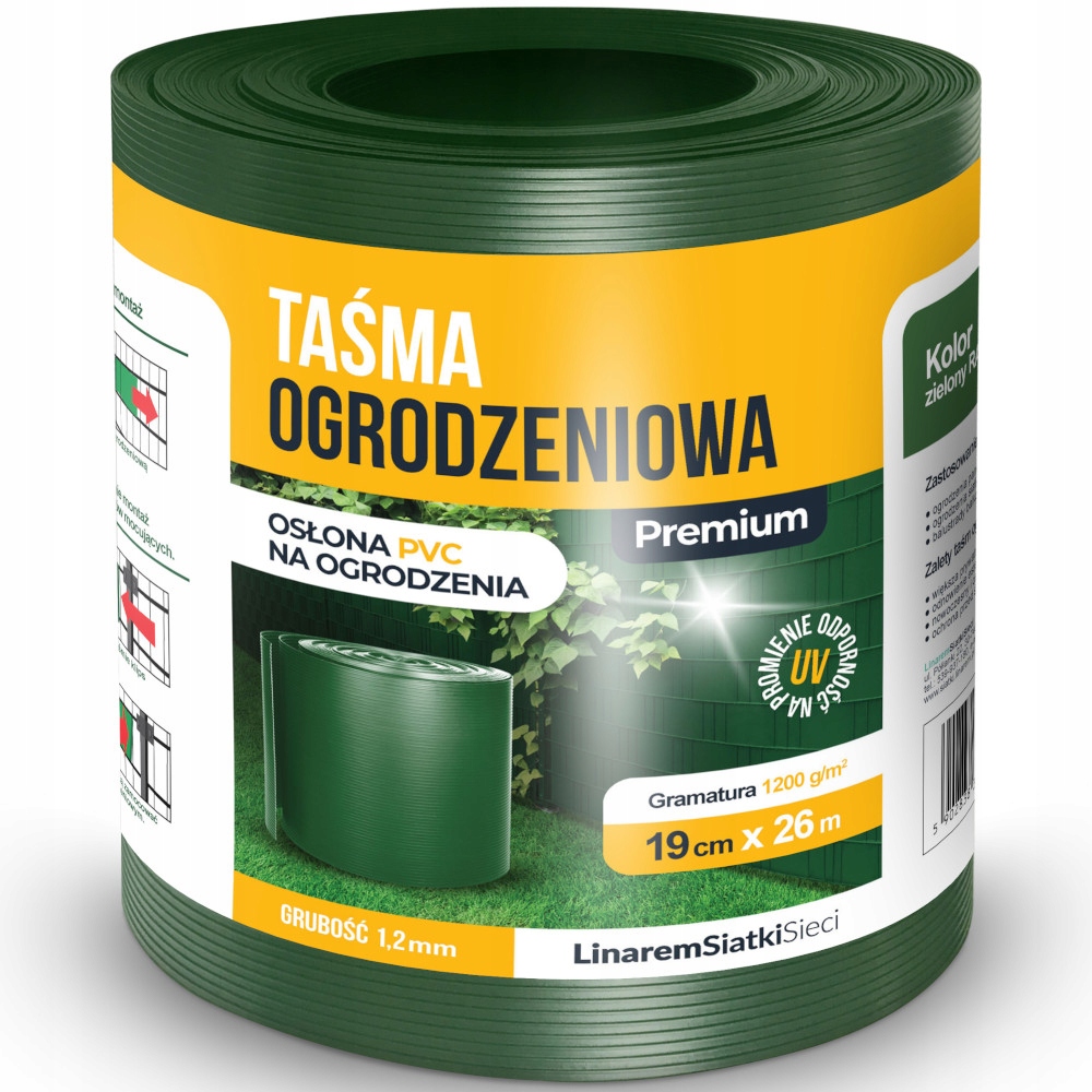 

Taśma Ogrodzeniowa Premium 1200g Zielona Uv 26mb