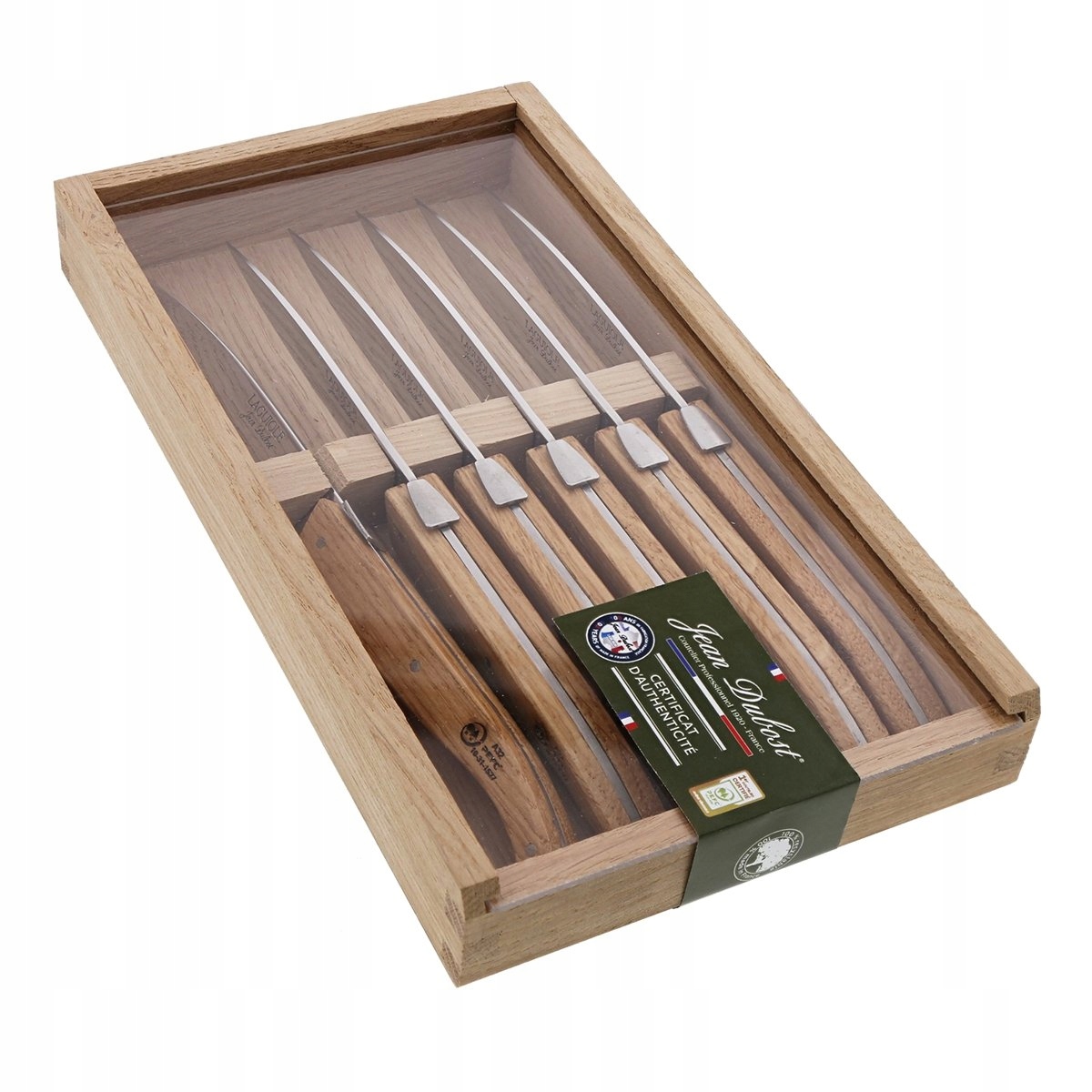 Nože Laguiole 6 ks dubové drevo drevená krabička Jean Dubost