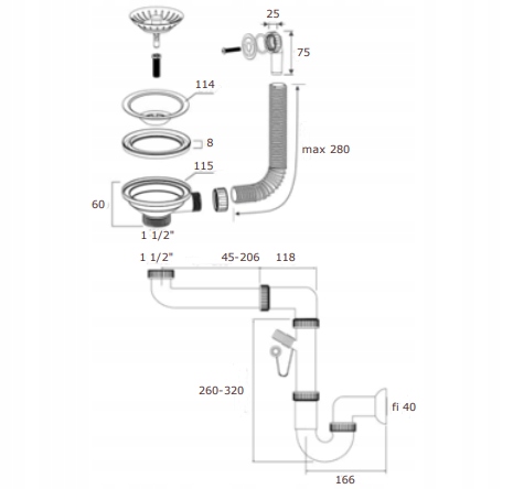 Syfon do zlewu jednokomorowego manualny złoty Marka Gamma