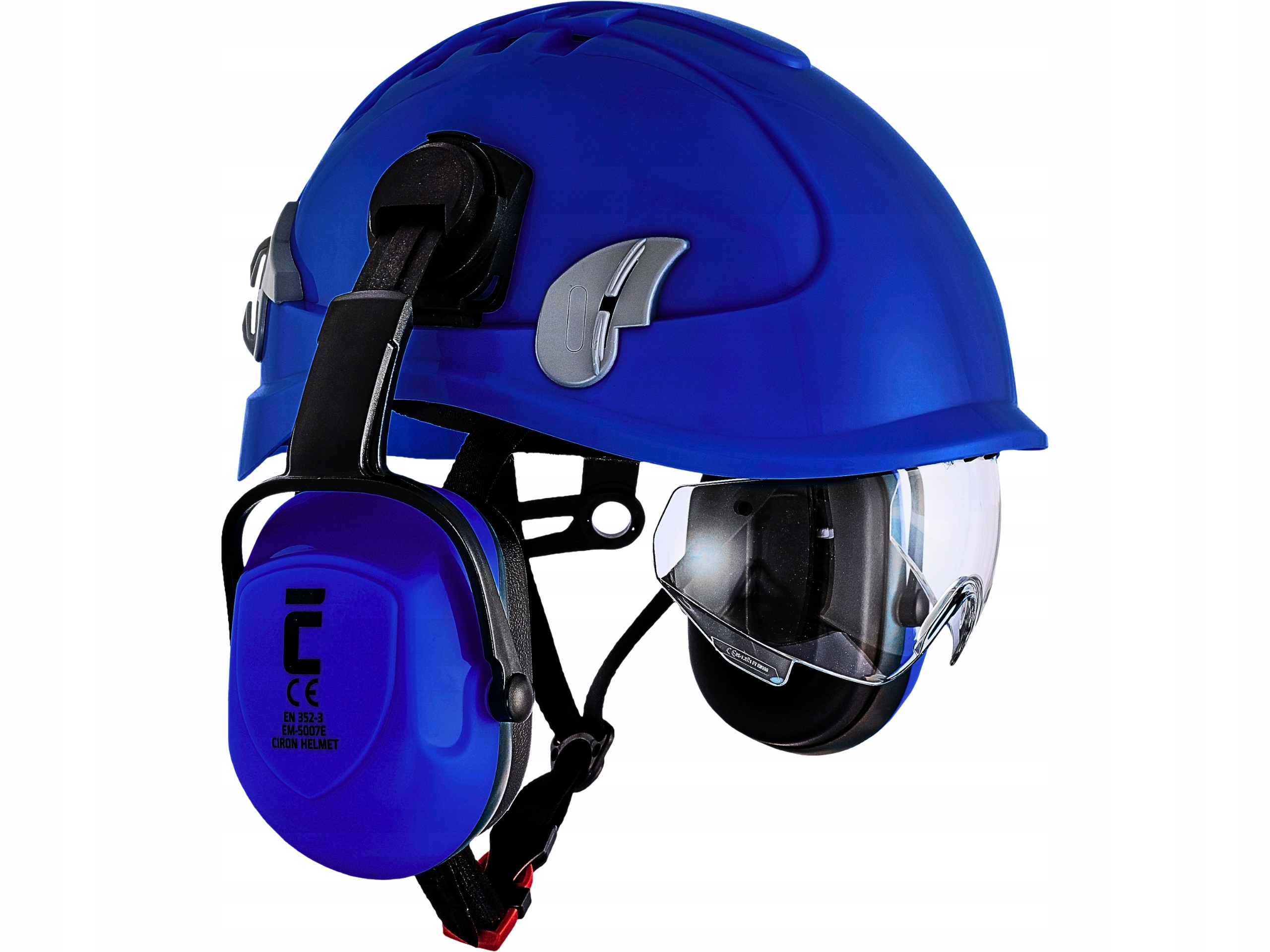 Hełm roboczy WENTYLOWANY kask BUDOWLANY z OKULARAMI 4-punktowy WYSOKOŚCIOWY Model Lekki hełm budowlany kask BHP okulary ALPINWORKER