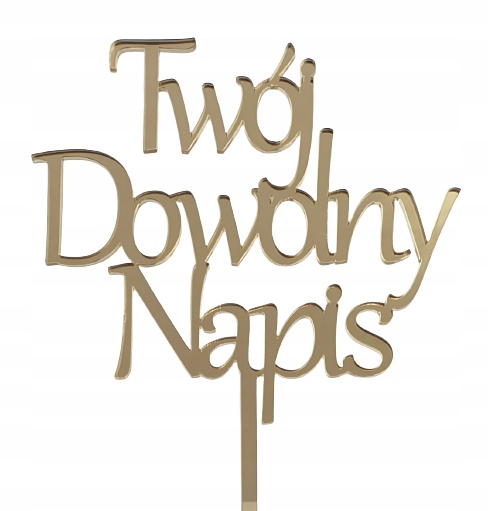 

Topper tort złoty Twój Dowolny Napis złote lustro