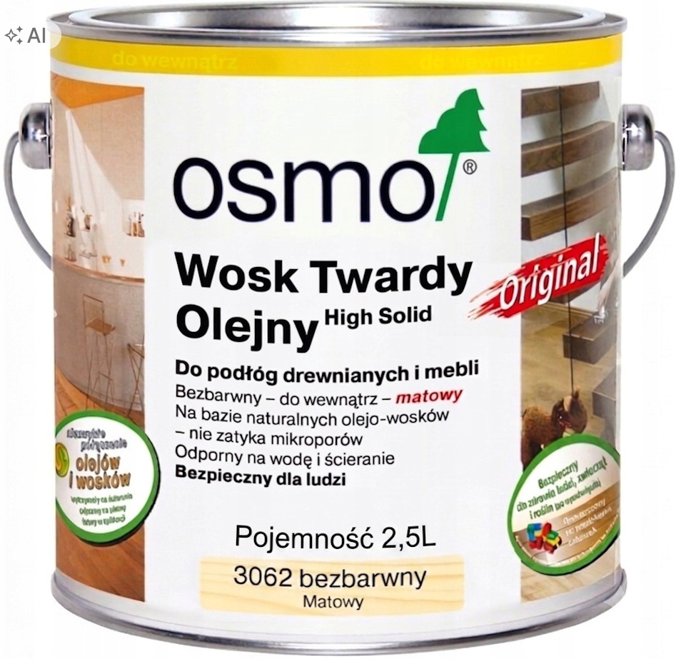 Tvrdý Vosk olejový Vosk Osmo 3062 Bezbarvý Mat 2,5L