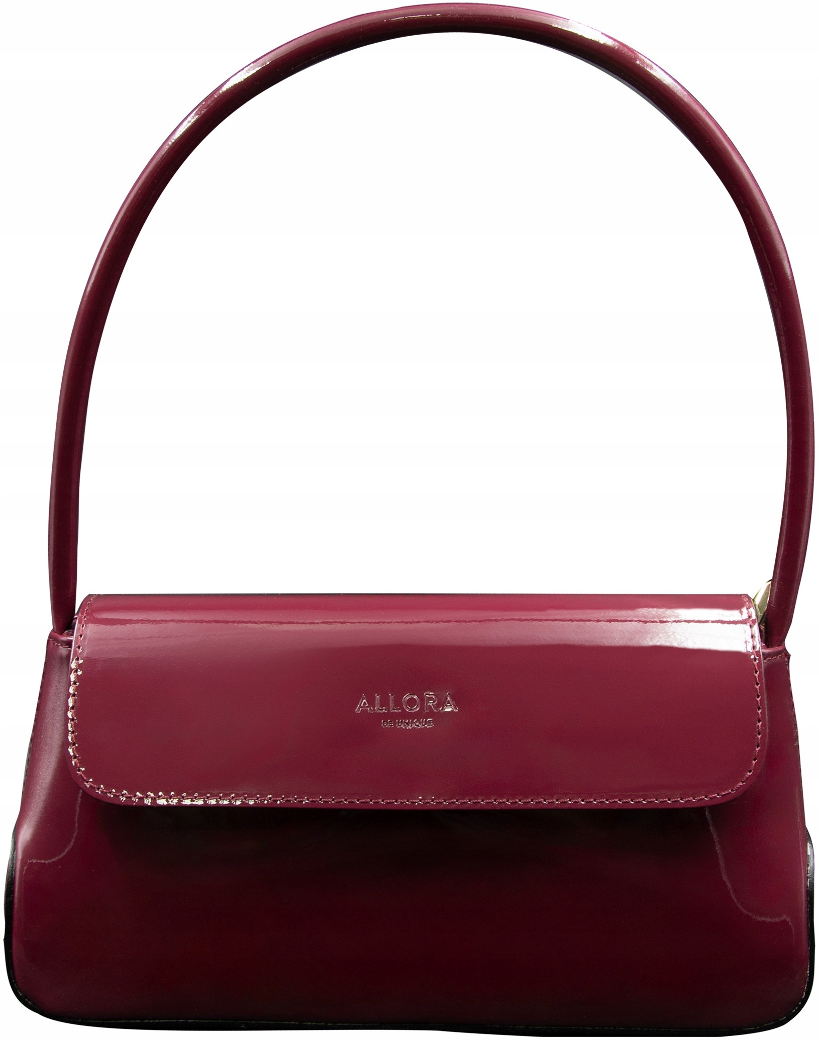 Malá dámská kožená kabelka na rameno lakovaná přírodní kůží Baguette